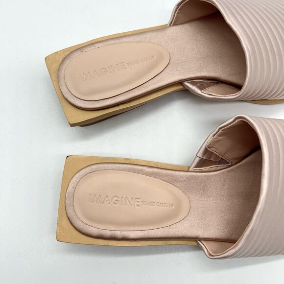 VINCE CAMUTO Imagine Satin Slide Sandal Womens 7 Blush Pink Quilted Rib Shoes - Picture 5 of 14